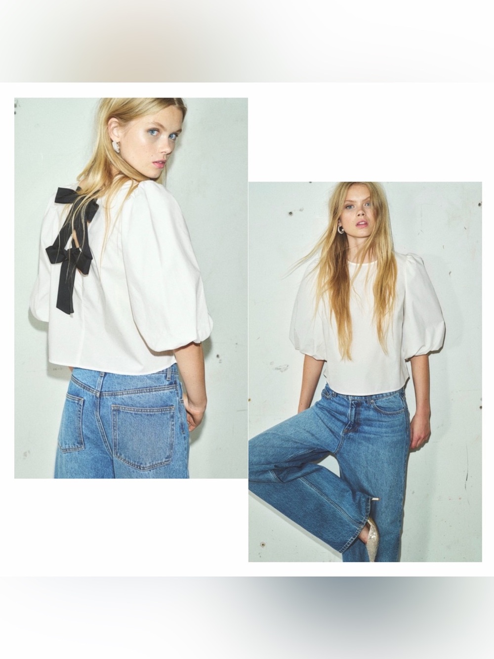 Divided by H&M cream blouse with black bows